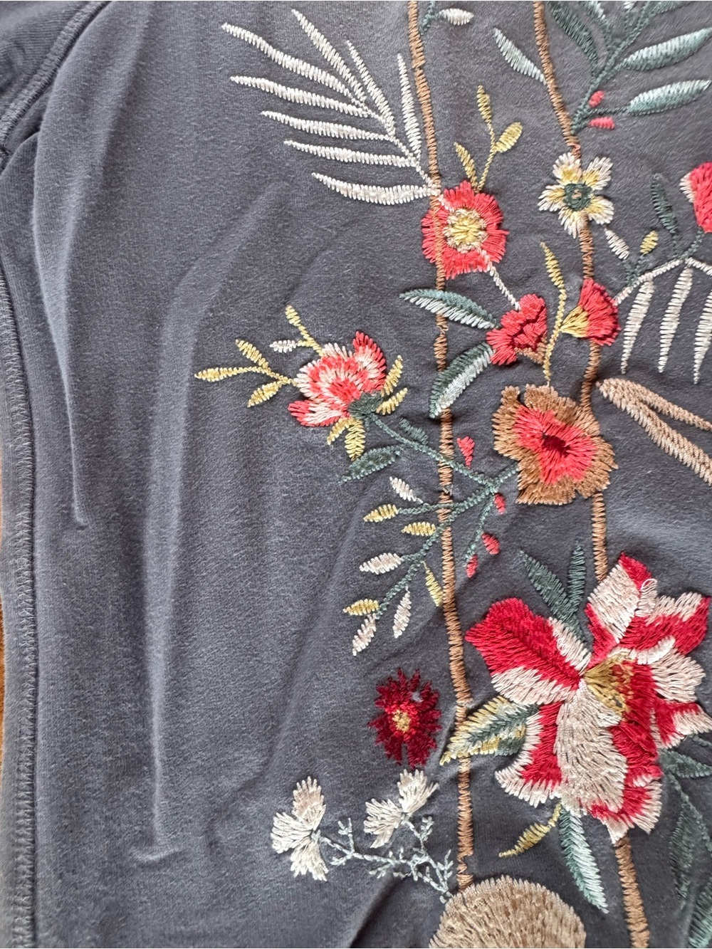 Johnny Was Blue Floral Embroidered Sweatshirt - Picture 4 of 10